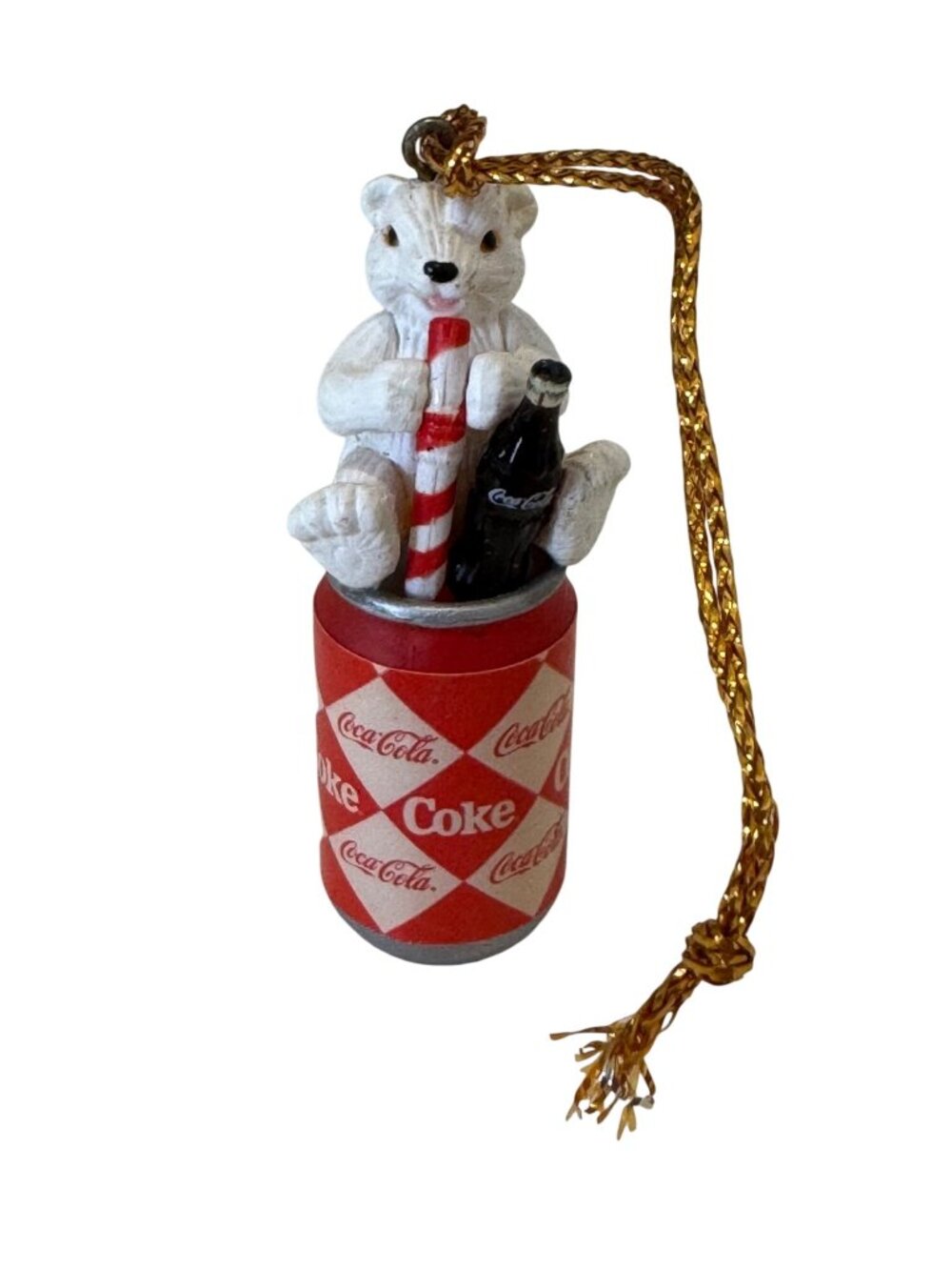vintage Coca-Cola Polar Bear Ornament Coke Bottle  - 2000 Collectible - 2"